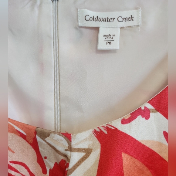 Coldwater Creek Red and Orange Floral Sleeveless Scoop Neck Midi Dress size P8 - Picture 2 of 5